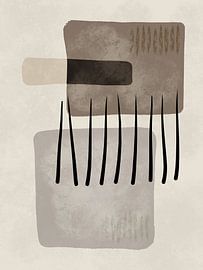 Moderne abstrakte organische Formen und Linien in Erdtönen braun und beige von Imaginative