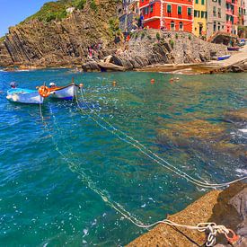 Pittoreske haven van kleurrijk Riomaggiore in Cinque Terre van Rob Kints