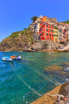 Pittoreske haven van kleurrijk Riomaggiore in Cinque Terre