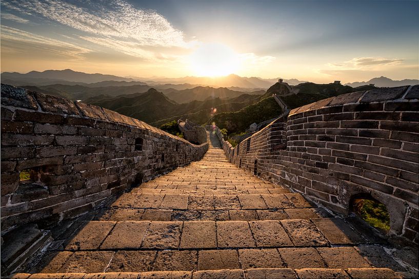 Coucher de soleil sur la muraille de Chine par Michael Bollen