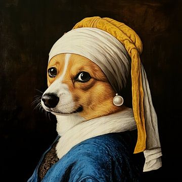 De corgi met de parel van Floral Abstractions