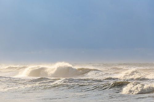 Vagues sur la plage de l'île de Texel, dans la région de la mer des Wadden.