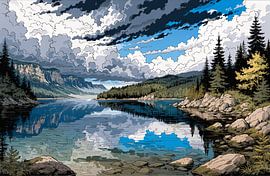 Comic Panorama am See von Matthias Spartz