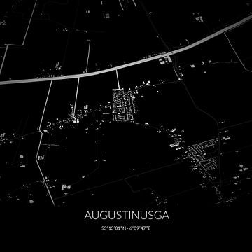 Black-and-white map of Augustinusga, Fryslan. by Rezona