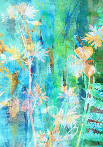 Florales in Blau und Grün