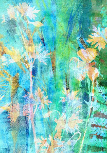 Des fleurs en bleu et vert par Claudia Gründler