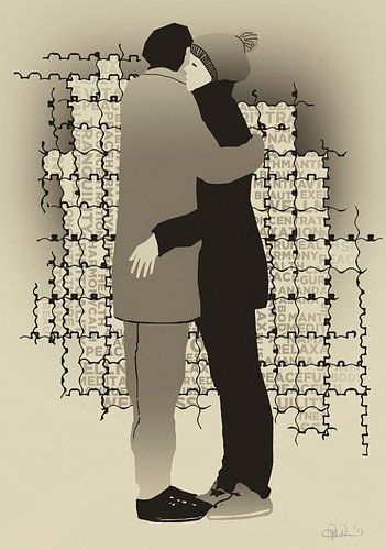 Silkscreen of farewell in monochrome color