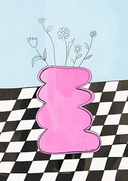 Dambordvaas Roze van Baroo Bloom