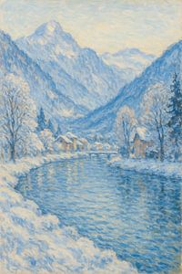 Winterfluss in den Alpen