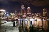 Boston City Skyline Night van Bastiaan Bos thumbnail