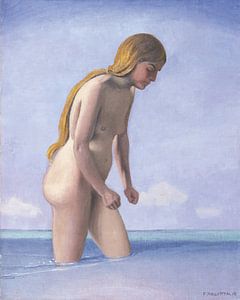 Félix Vallotton - Blonde Badende, durchs Wasser gehend