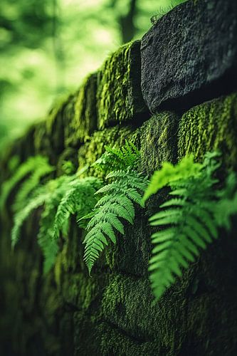 Varens en mos op muur