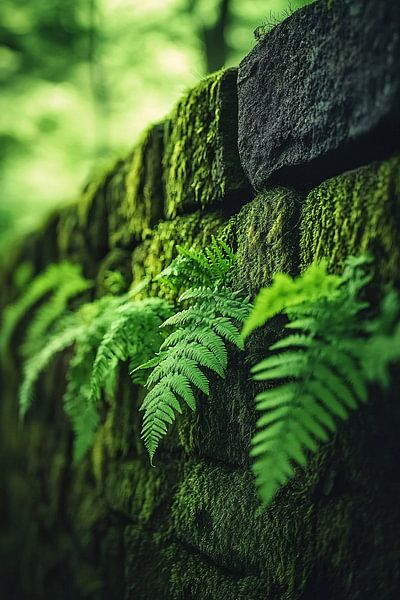 Ferns and moss on wall by Art & Soul Creations