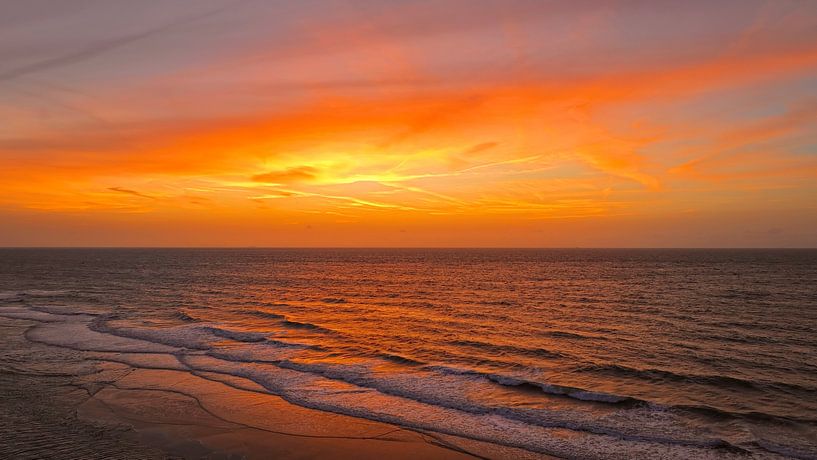 North Sea beach Zeeland sunset by Romina Spiess