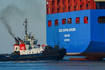 Tugs and container ships. by scheepskijkerhavenfotografie