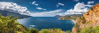 Coastal landscape of the island of Corsica in the Mediterranean Sea. Panoramic picture.