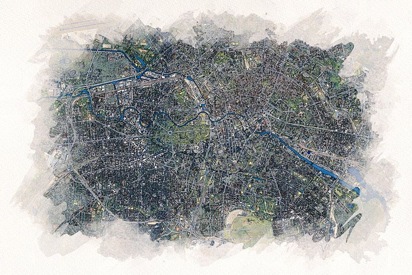 Map of Berlin and surroundings by Aquarel Creative Design