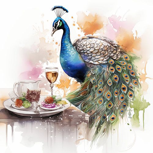 A Peacock at the table instead of on it?