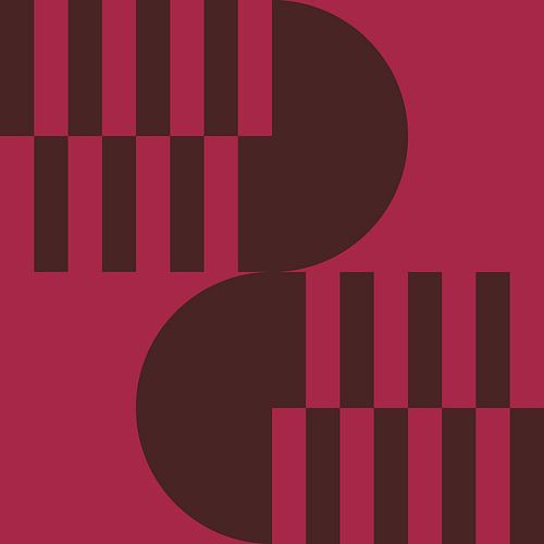 70s Retro veelkleurige abstracte vormen in paars en bruin III