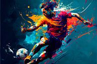 Impressionistisch schilderij van voetballer. Deel 1 van Maarten Knops thumbnail