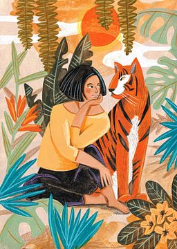 Vrouw met tijger van Caroline Bonne Müller