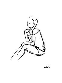 Dessin à l'encre femme assise sur Kris Stuurop