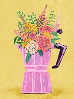 Espresso Maker with Flowers