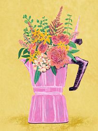 Espressomaker met bloemen van Raissa Oltmanns