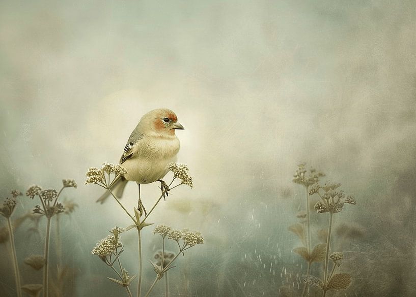 Pastel Serenade - A Scenic Encounter with a Bird in Nature by Karina Brouwer