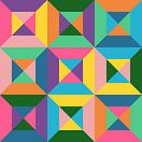 Geometrisch vierkant van driehoeken met een abstracte compositie in zachte kleuren van Roger VDB thumbnail
