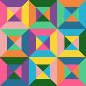Geometrisches Dreiecksquadrat mit einer abstrakten Komposition in sanften Farben von Roger VDB