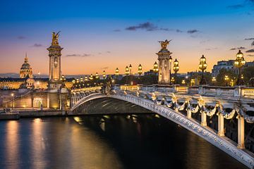 Alexandr-Brücke in Paris bei Sonnenuntergang von Michael Abid