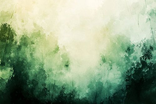 Grün-gelbes abstraktes Kunstwerk von Art & Soul Creations