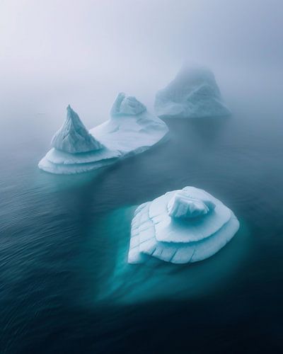 Icebergs floating in the sea