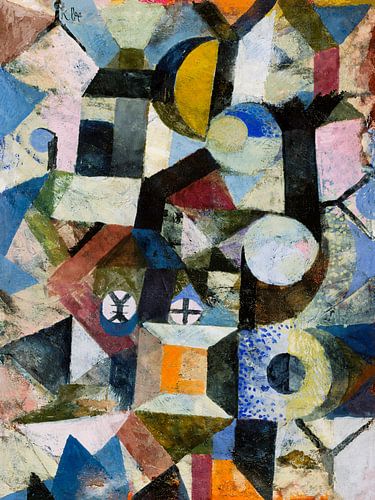 Composition with the Yellow Half-Moon and the Y (1918) door Paul Klee
