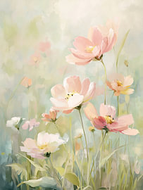Prairie fleurie aux couleurs pastel sur IamHomeStudio