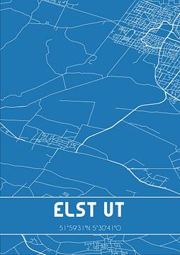 Blaupause | Karte | Elst Ut (Utrecht) von Rezona
