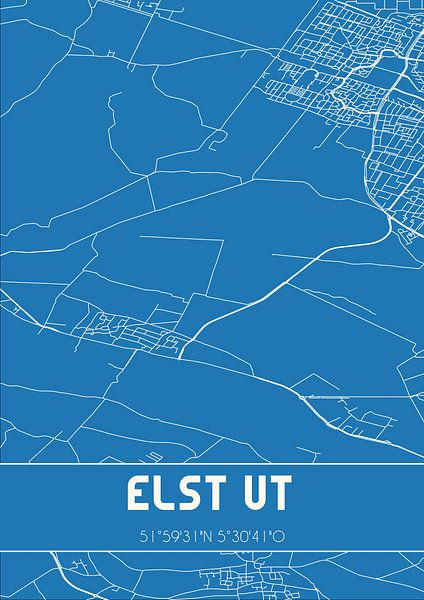Blauwdruk | Landkaart | Elst Ut (Utrecht) van Stad & Wand