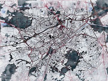 Kaart van Mulhouse in de stijl 'White Winter' van Maporia