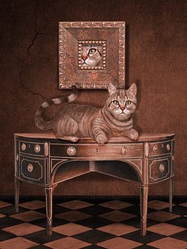 Double Portrait (d'un Chat) sur Marja van den Hurk