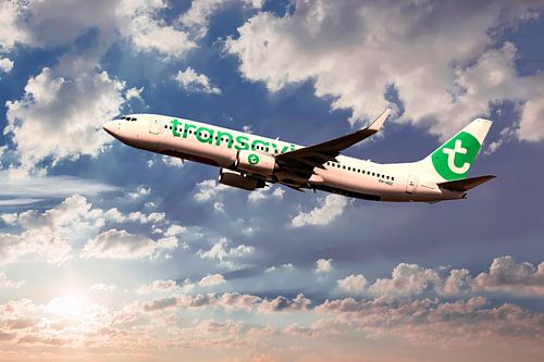 Boeing 737-800, Transavia PH-HSC, take off Schiphol