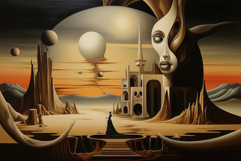 Paysage surréaliste abstrait et bizarre avec image de femme par Art Bizarre