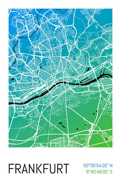 Frankfurt – City Map Design Stadtplan Karte (Farbverlauf) von ViaMapia