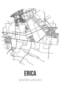 Erica (Drenthe) | Landkaart | Zwart-wit van MijnStadsPoster