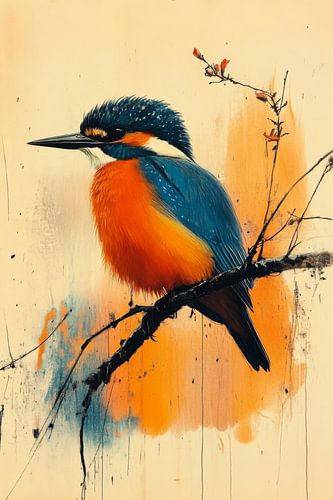 Bird Silence in Orange Reflection