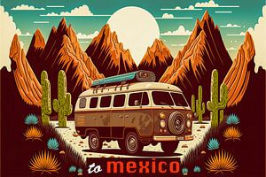 To Mexico travel poster by Vlindertuin Art