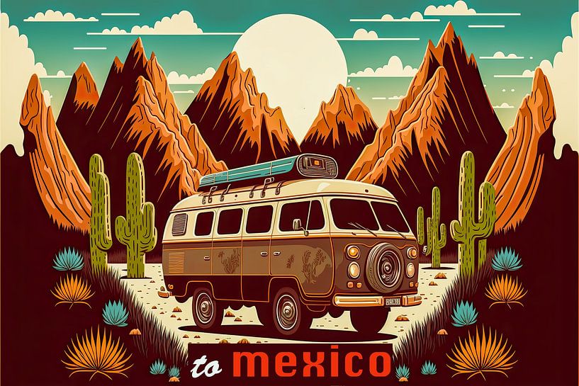 Nach Mexiko Reiseposter von Vlindertuin-Art