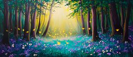 Forêt magique avec des créatures lumineuses sur Poster Art Shop