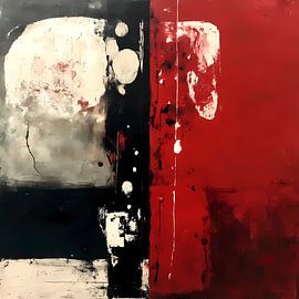 Abstract in red, white and black