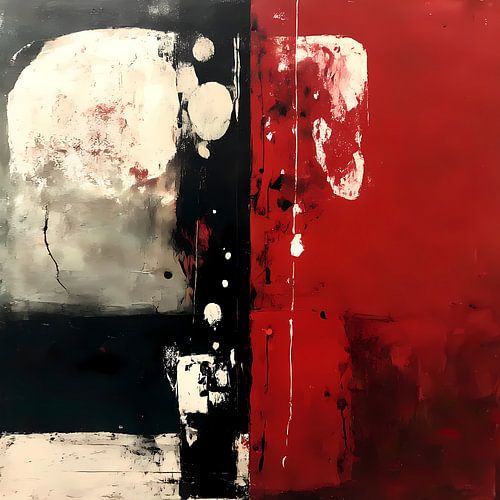 Abstract in rood, wit en zwart